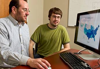 Johns Hopkins computer scientists Mark Dredze, left, and Michael J. Paul, found that Twitter posts could yield useful public health information. Photo by Will Kirk/Homewoodphoto.jhu.edu
