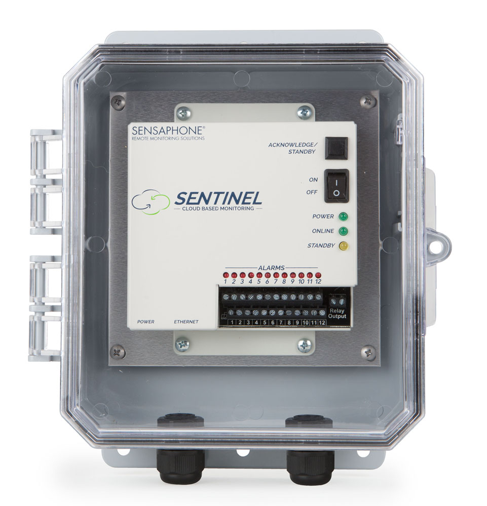 Sentinel system provides supervised 24/7 remote monitoring of up to 12 different environmental and equipment status conditions.