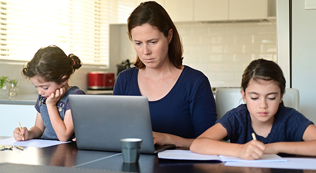 Many at-home workers lack a designated workspace