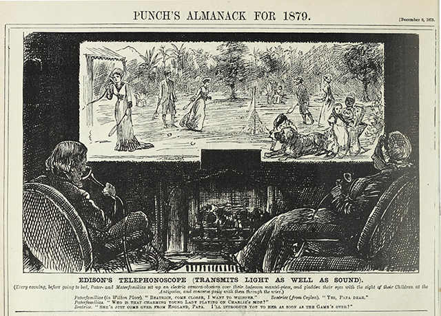 This cartoon in Punch Magazine’s 1879 Almanack imagines a future invention by Thomas Edison