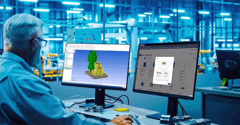 Engineer working with Work NC software from Hexagon